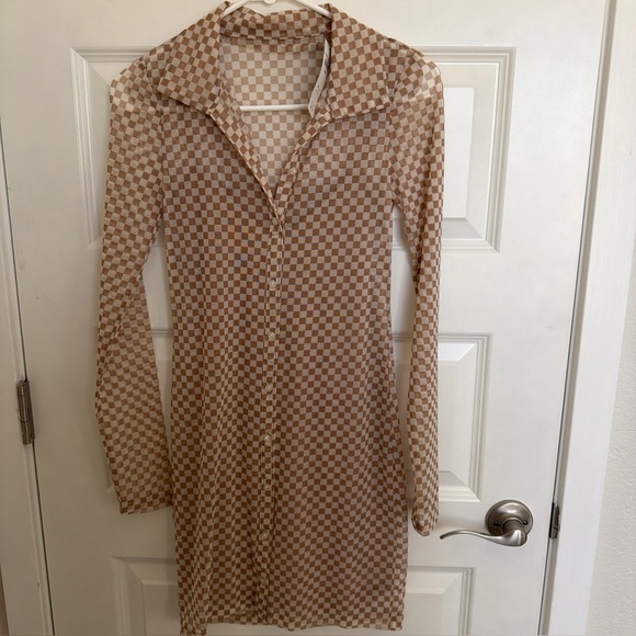 Checkered button up mini dress - Picture 3 of 6